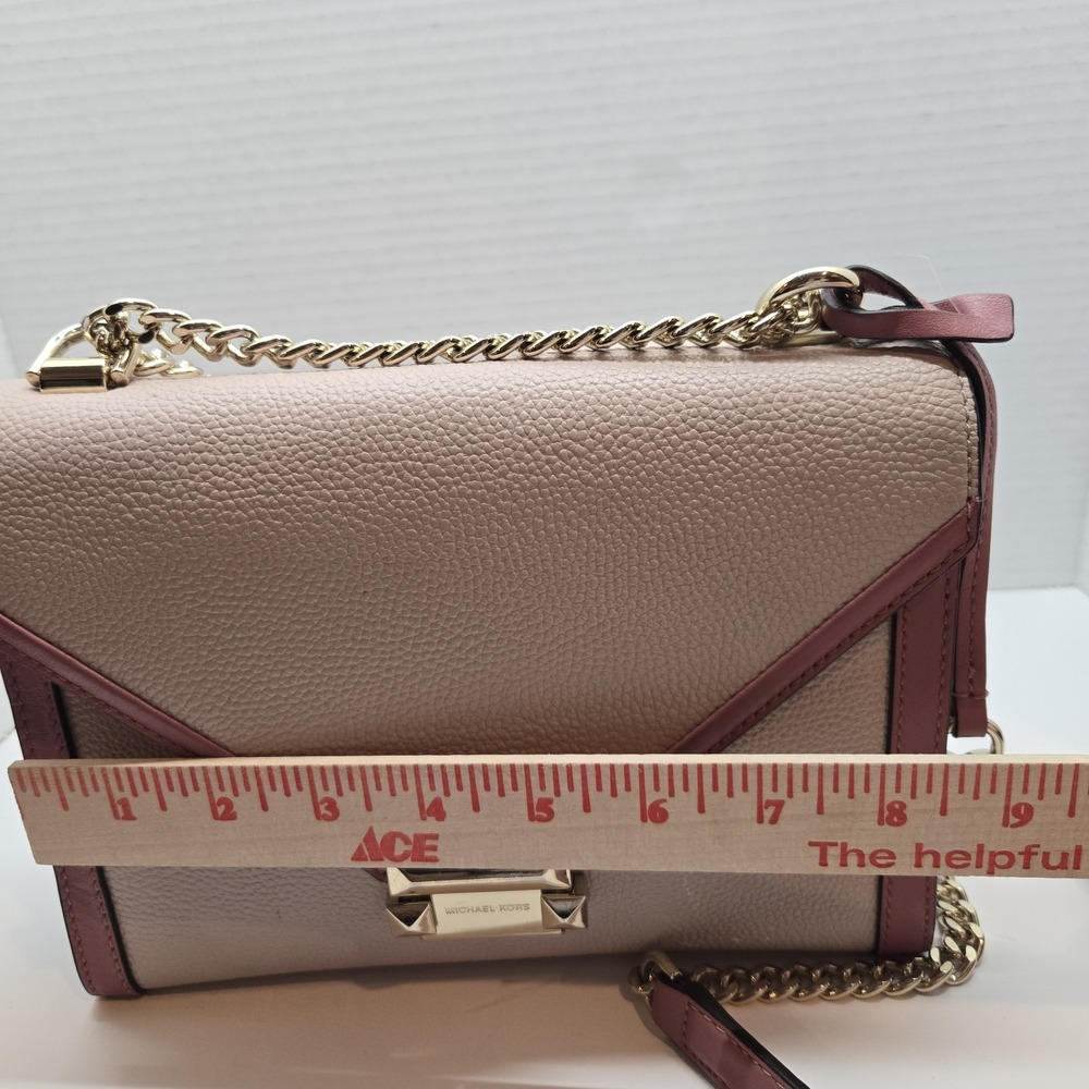 Michael Kors Whitney Pink Signature Logo Charm Convertible Shoulder Purse Chain - Picture 15 of 16